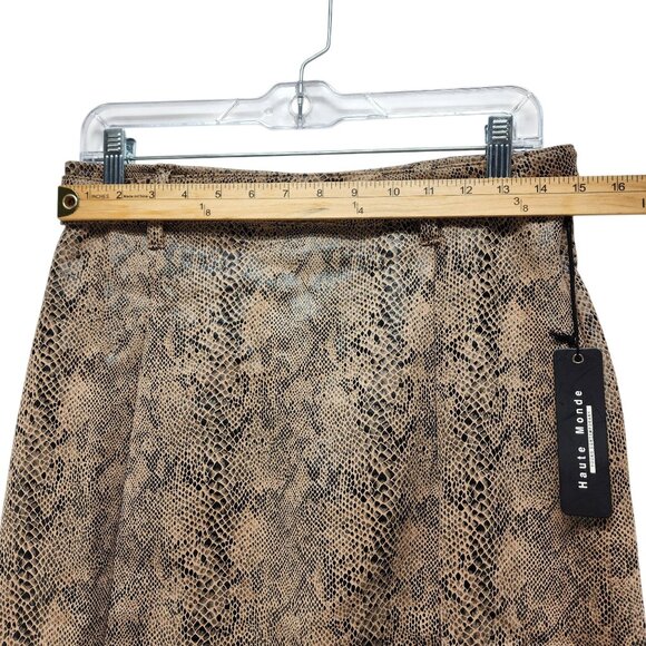 Haute Monde Womens Snake Print Faux Suede Mini Skirt Belt Loops Size L - Picture 6 of 7